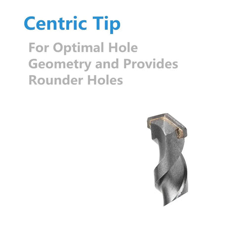 Centric tip of 25 Pack 3/16 Inch By 6 Inch SDS Plus Masonry Drill Bit Set With Carbide Tipped Bits For Hammer Drills
