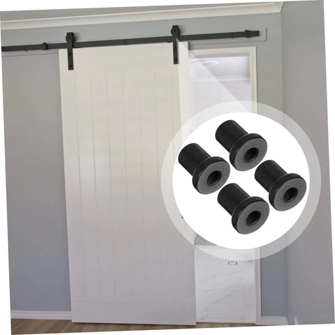 4 Pack Sliding Barn Door Track Spacers Set For Wall And Rail Connectors Easy Install Hardware shown with barn door setup
