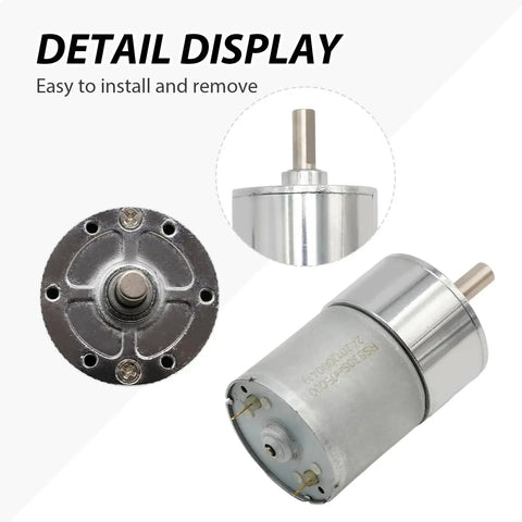 Powerful 12V DC Geared Motor With Bracket For Robotics, showing detail of gearbox and center output shaft
