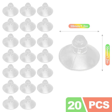 Eighteen Millimeter Glass Table Suction Cups Set Of Twenty With Clear Anti Slip Pads For Furniture Tiny Transparent Rubber Bumpers