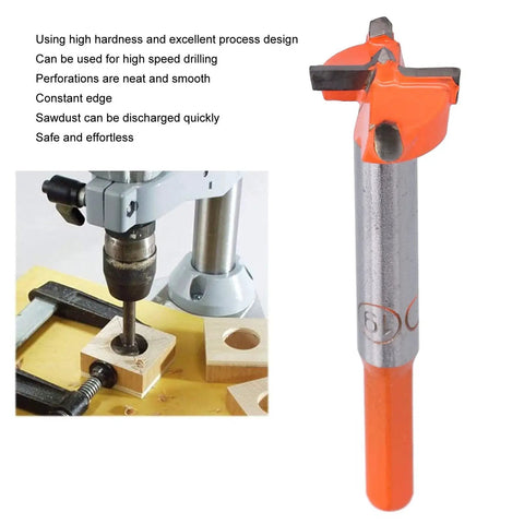 Carbide Boring Drill Bit for Woodworking 19mm Hinge Hole Opener for Wood Veneer Plywood and Plastic shown with drill setup