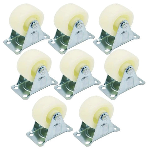 1.5 Inch PP Rigid Non Swivel Caster Wheels With Top Plates For Furniture And Workbenches Pack Of 8 Smooth Silent Mobility