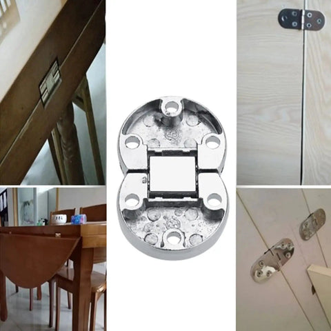 2 Pack Zinc Alloy Flap Hinges For Self Supporting Folding Tables Oval Hardware 10 Kg Max Load Silver Finish installation examples