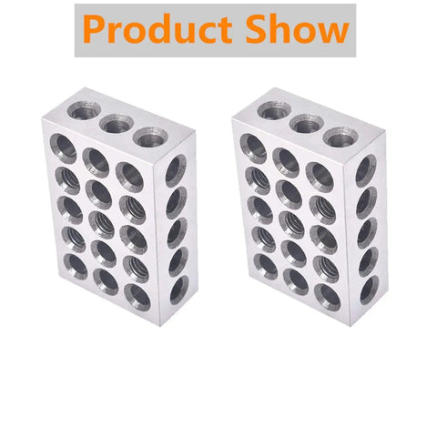Pro Grade 1 By 2 By 3 Inch Precision Blocks Set With 23 Holes 5 Tapped To 3/8-16 And 18 Untapped Includes Screws And Hex Key Hardened Tool Steel