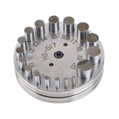 17 Die Steel Disc Cutter Set For Gaskets And Jewelry Making, Flat Base Punching Tool, Includes 17 Dies From 4mm To 20mm shown