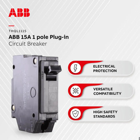 THQL1115 15A single-pole plug-in circuit breaker Q-Line thermal-magnetic 1P 10kA 240V compact design side view