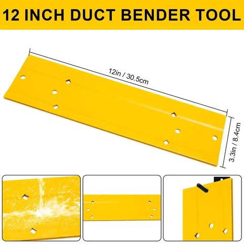 12 Inch Sheet Metal Bending Tool for HVAC ductwork and roofing projects, yellow hand folding bar with two fold depths.