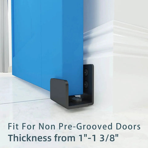 Matte Black Floor Guide For Sliding Barn Door Hardware Wall Mount Adjustable Width For Doors Up To One And Three Eighths Inches Thick