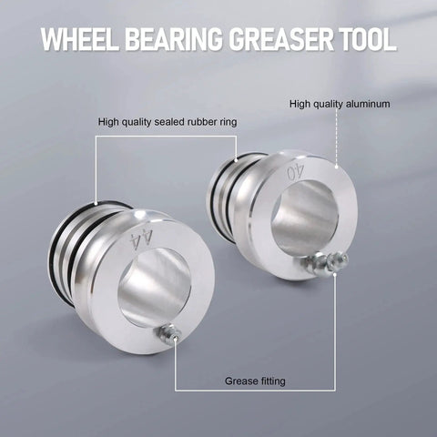 44 40mm Front And Rear Wheel Bearing Greaser Tool For Polaris Ranger 570 800 900 1000XP, aluminum with rubber ring and grease fitting
