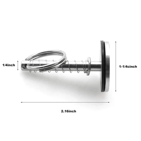 Hatch pull handle, marine-grade stainless steel, side view with spring and hidden pin for boats
