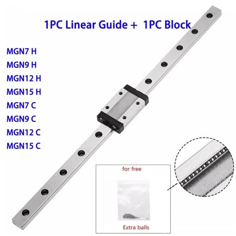 Miniature Linear Rail Slide With Black Carriage Guide 100Mm To 500Mm Travel, 1 Piece, 350Mm Option, shown with extra balls