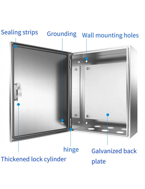 Open Rugged Stainless Steel Junction Box Enclosure For EV Chargers Telecom CCTV And Control Panels Wall Mounted Indoor Outdoor Project Box 800 By 250 By 600 Mm showing interior features