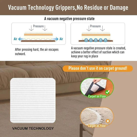 Illustration depicting Anti Slip Carpet Grips 8 Pcs Set With Vacuum Technology Rug Grippers For Hardwood Floors Keep Rugs In Place
