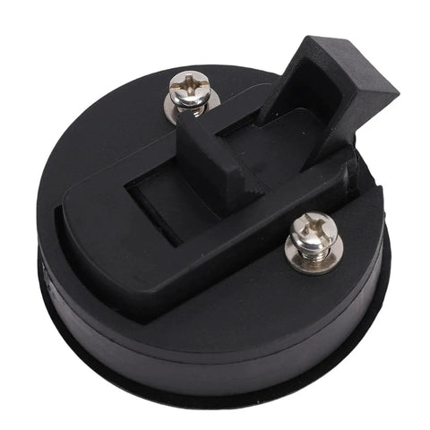 Round flush-mount boat hatch latch with pull lock and two keys, black plastic housing