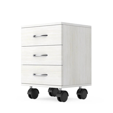 Wooden cabinet with 2 Inch Nylon Swivel Caster Wheels With M10 Threaded Stem 15mm Thread Length Twin Wheel Design on hard floor