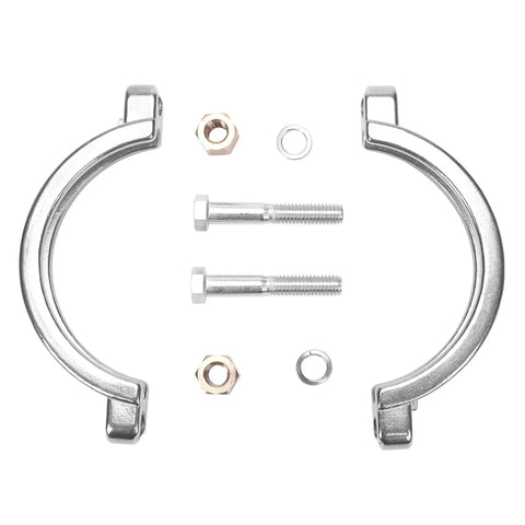 DERNORD sanitary tri-clamp kit, 3.5 inch, 304 stainless steel; includes two bolts, nuts, and washers.