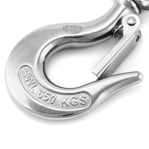 Slip Hooks 1400Lb Stainless Steel Rotatable Swivel Clevis Hook With Safety Latch For Hoisting Machinery Metallurgy And Mining Equipment