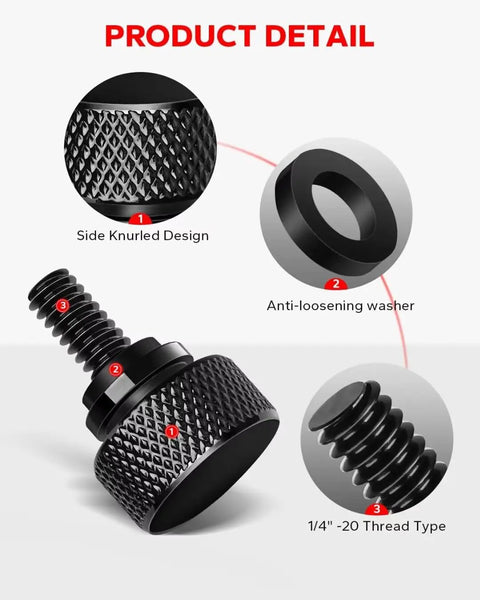 Gloss Black 304 Stainless Steel Seat Bolt Screw With Quarter Inch Twenty Thread For Harley Davidson 1996 To 2025 Models