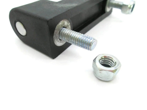 Close-up of Hinge Block Assembly For Backhoe And Heavy Machinery Models Part No 331/31247 Replacement Kit with bolt and nut, OEM quality