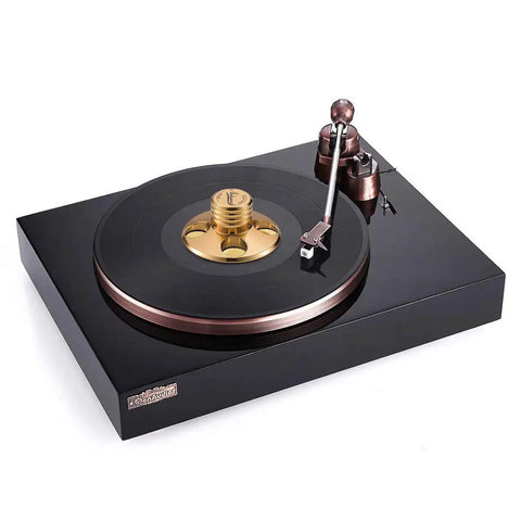 Turntable with LP Vinyl Turntable Stabilizer Disc Weight For Reducing Resonance And Noise Floor, Gold Finish, Nobsound STB01