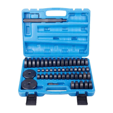 52 In 1 Custom Bushing Driver Set For Transmission And Axle Bearings Replacement, open case showing discs and handle tool