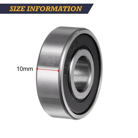 Side view of Heavy Duty 6201RS Deep Groove Ball Bearings 5 Pack with double rubber seals, 12x32x10mm, for industrial machinery.