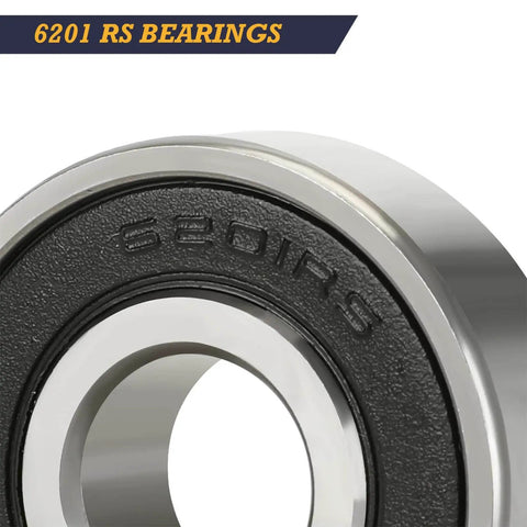 Heavy Duty 6201RS Deep Groove Ball Bearings 5 Pack With Double Rubber Seals 12x32x10mm close-up view