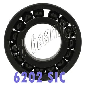 6202 Full Complement Ceramic Bearing SIC Silicon Carbide 15x35x11 - VXB Ball Bearings