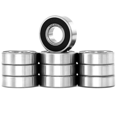 (10 Pack) 6203-2RS Double Sealed Deep Groove Ball Bearings, 17x40x12mm, Chrome Steel, stacked view