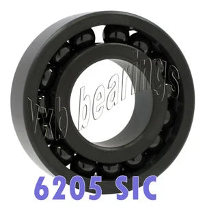 6205 Full Complement Ceramic Bearing SIC Silicon Carbide 25x52x15 - VXB Ball Bearings