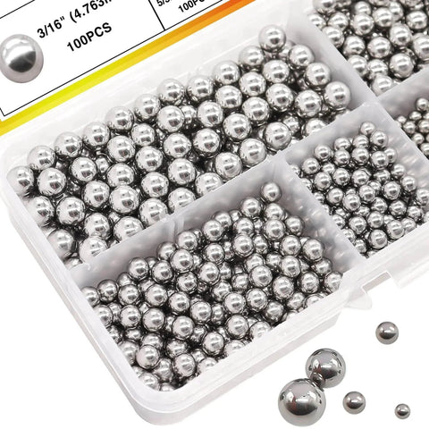620PCS 304 Stainless Steel Precision Balls,Bicycle Bearing Balls Assortment Kit,6 Sizes Steel Balls in storage box
