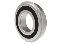 Side view of 6210 2RSNR and 6210 2RS NR ball bearing with snap ring, double sealed for motors, conveyors, and heavy-duty machinery use.