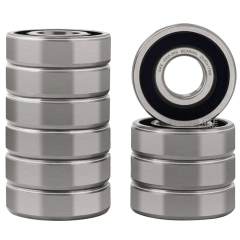 10 Pcs 6305-2RS Double Rubber Seal Bearings 25x62x17mm, Pre-Lubricated and Stable Performance and Cost Effective, Deep Groove Ball Bearings