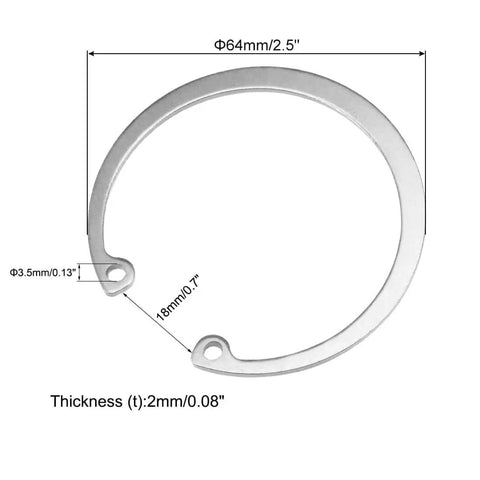 Durable 64mm External Circlips C Clip Retaining Snap Rings 304 Stainless Steel 10 Pack For Bearings Gears Pulleys And Machinery Installations Industrial Grade uxcell