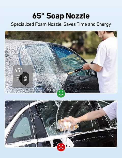 AstroAI pressure washer nozzle tips 5-pack, 65° soap nozzle, 1/4 in quick connector for 2.5 GPM washers, car wash use