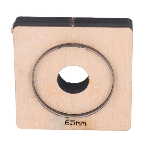65mm Circular Cutting Die For Leather Cardboard Rubber Plastic Clay And Layered Fabric on birch wood base
