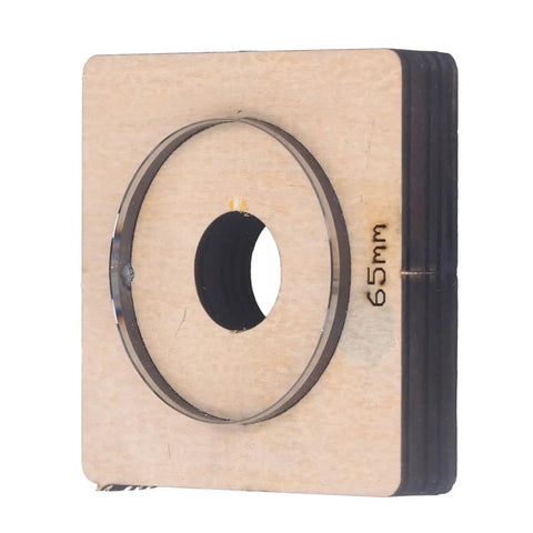 65mm Circular Cutting Die For Leather Cardboard Rubber Plastic Clay And Layered Fabric, alloy steel construction on birch base