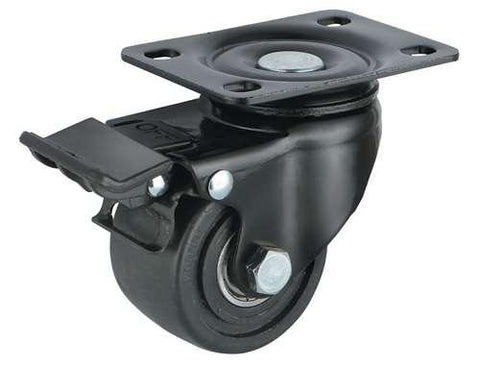 65mm Low Profile Caster Wheel 331 pounds Swivel and Upper Brake Nylon Top Plate - VXB Ball Bearings