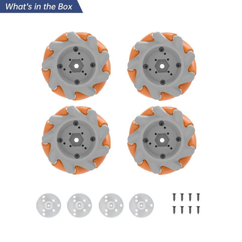 65mm Omni Directional Robot Wheel Set, High Hardness Plastic Wheels with Rubber Grip, Orange and Gray, 4PCS Set with Accessories