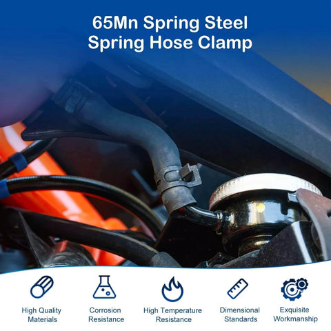 Sixty Piece Spring Band Hose Clamp Set With 12mm Inner Diameter And 0.47 Inch Range for Fuel Line application on engine