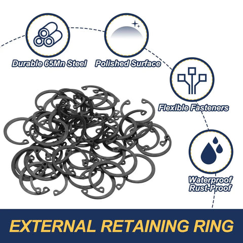 Internal Retaining Rings Set 50 Pcs 25 Mm Inner Diameter 65Mn Manganese Steel C Clip Circlips For Automotive Grooved Shafts Studs Pro Grade Heavy Duty Snap Rings