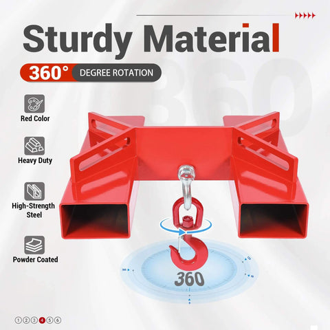 6600 Lbs Capacity Forklift Lift Hook For Pallet Forks Universal Fit Built Tough With Swivel Hook Red Powder Coated Finish