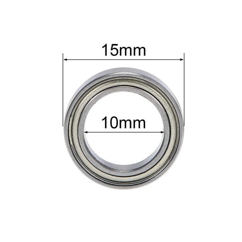 Front view of Compact 6700ZZ deep groove ball bearings, 10x15x4mm, chrome steel, double shields, ideal for machinery and hobby projects.