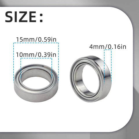6700ZZ Deep Groove Ball Bearings 10x15x4mm Pro Grade Miniature Bearings With Double Metal Shielding Pack Of 20 size details