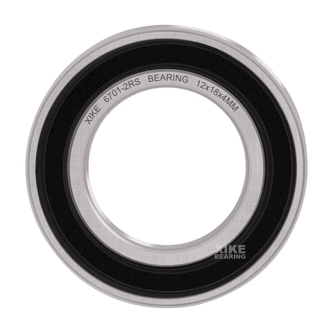 Close-up of 10 Pack 6701-2RS Bearings 12x18x4mm Deep Groove Ball Bearing with double rubber seals visible