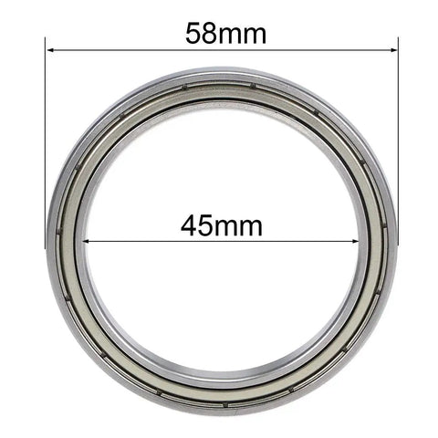 6809ZZ Deep Groove Ball Bearing Z2 Double Shielded 45mm Inner Diameter 58mm Outer Diameter Chrome Steel GCr15