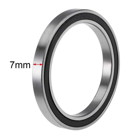 6810-2RS Deep Groove Ball Bearing, 50mm ID, 65mm OD, 7mm thick, double sealed chrome steel, side view