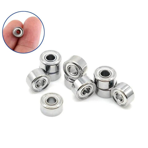 20-Pack 683ZZ Double-Shielded Sealed Ball Bearings 3mm x 8mm x 4mm shown on white background with close-up of single bearing on fingertip.