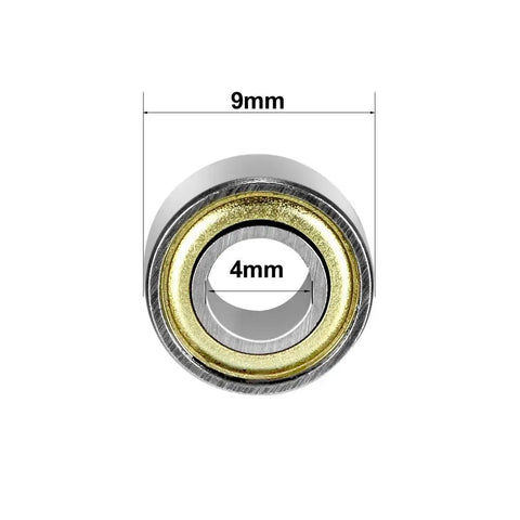 Front view of 684ZZ Ball Bearing 4mm X 9mm X 4mm double shielded deep groove carbon steel for hobby DIY projects.