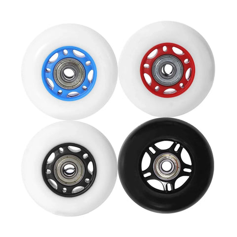 Four scooter wheels with colored hubs, including 68mm x 24mm Wheels Replacement for Ripster Ripsurf Caster Board RipRider FlashRider PowerRider.